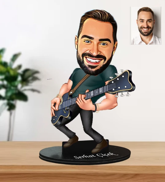 Kişiye Özel Gitarist Tasarım Karikatür Biblo ürün görseli 1