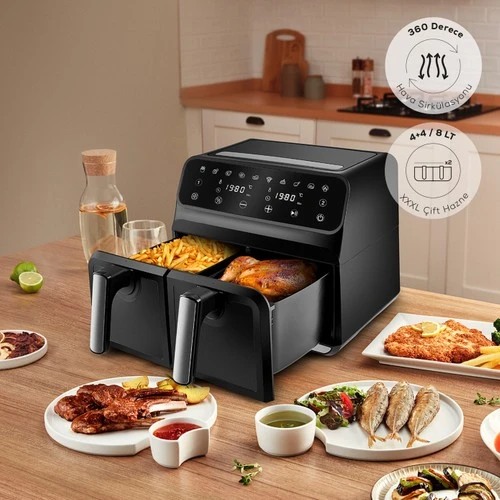 Karaca Multifry Xxxl 4+4 Litre Dijital Twin Iki Hazneli Airfryer ürün görseli