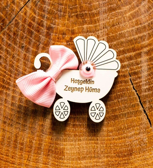 Ahşap Magnet Kişiye Özel Hoşgeldin Bebek Kız Magnet 50 Adet - 1