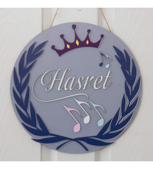 Notalı İsme Özel Çocuk Odası Kapı Süsü ürün görseli 1