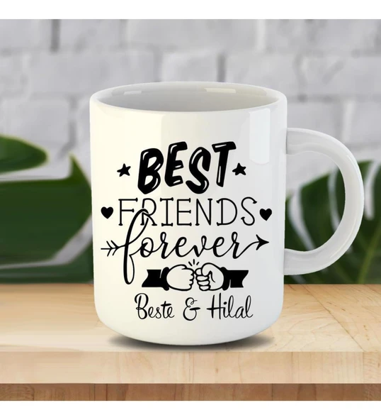 En İyi Arkadaşlara Özel İnci Beyazı Kupa Bardak BFF - 1 ürün görseli 1