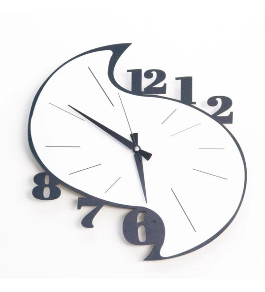 Dekoratif Özel Kesim Siyah Beyaz MDF Saat ürün görseli 1