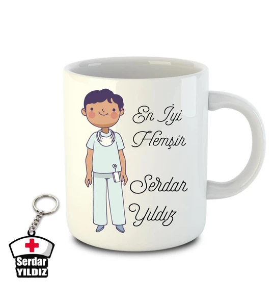 İsme ve Hemşireler Gününe Özel Kupa Bardak ve Anahtarlık - 13 - Resim 2