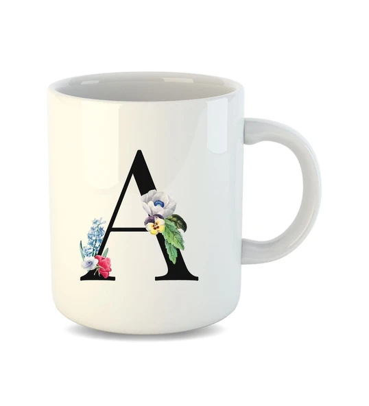 A Harfi İnci Beyazı Porselen Kupa ürün görseli