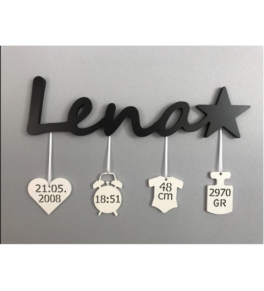 Meşgalem Yenidoğan Bebek Bilgileri Temalı Kişiye Özel Kapı Süsü ürün görseli 1