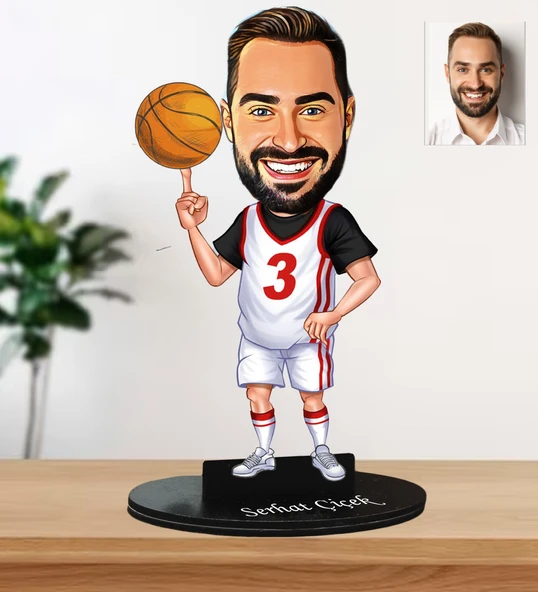 Kişiye Özel Basketbol Tasarım Karikatür Biblo ürün görseli 1