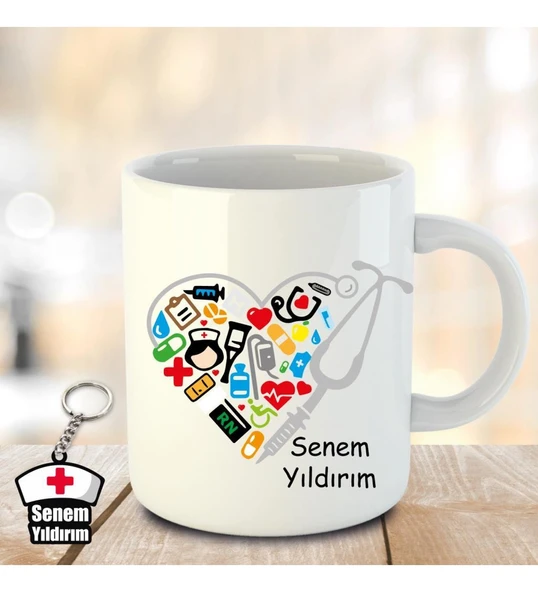 İsme ve Hemşireler Gününe Özel Kupa Bardak ve Anahtarlık - 11 ürün görseli 1