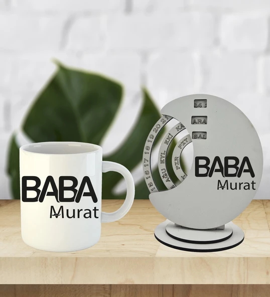 Babalar Günü Özel Kişiselleştirilebilir Ahşap Döner Takvim Ve Kupa ürün görseli 1