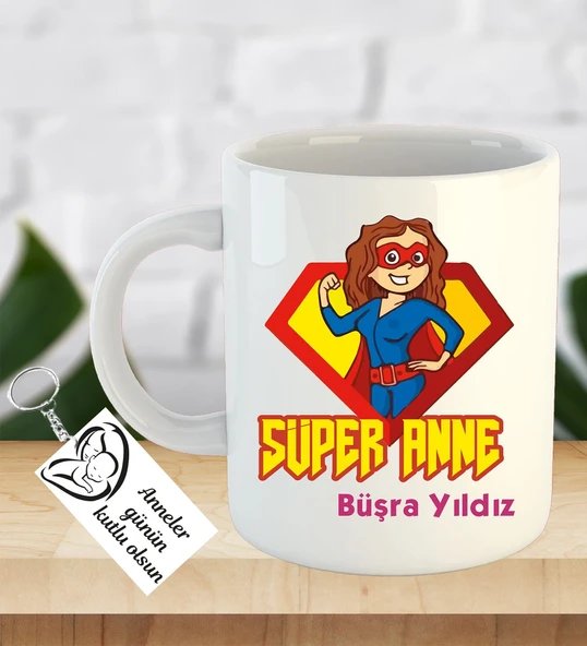 İsme ve Anneler Gününe Özel Kupa Bardak Anahtarlık Hediye ürün görseli 1