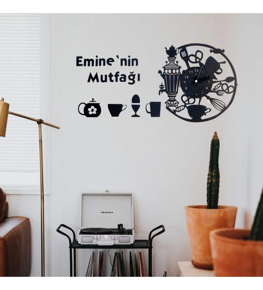 Dekoratif Özel Kesim MDF Siyah Mutak ve Ev Saati ürün görseli 1
