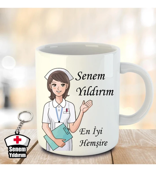 İsme ve Hemşireler Gününe Özel Kupa Bardak ve Anahtarlık - 6 ürün görseli 1