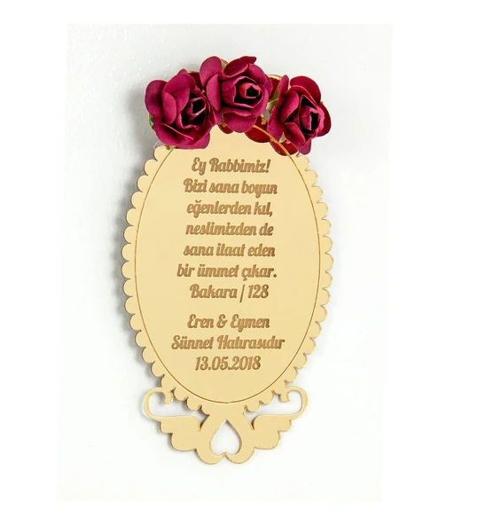 50 Adet Süslü Dualı Sünnet Hatırası Gold Pleksi Magnet ürün görseli 1
