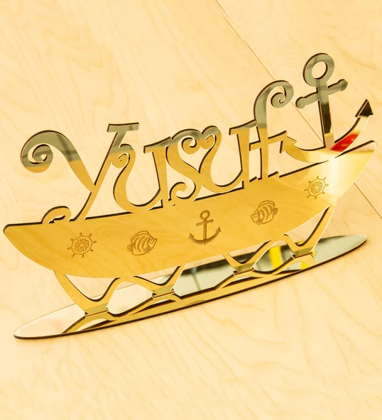 İsme Özel Masaüstü Ayaklı Pleksi İsimlik Gold Hoşgeldin Bebek ürün görseli 1