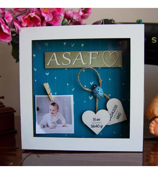 Erkek Çoçuklara Özel Fotoğraflı Masaüstü Doğum Çerçevesi - Resim 2