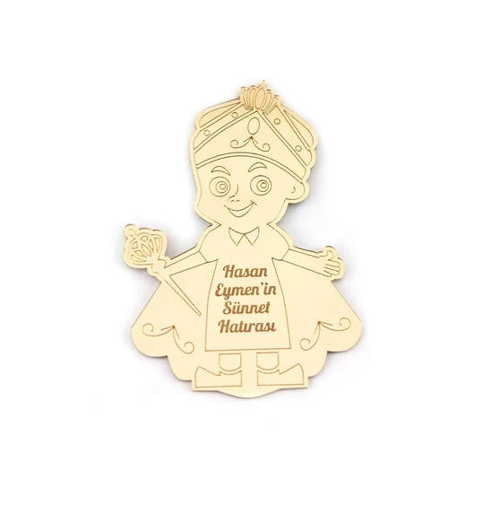 50 Adet Kendin Süsle Çocuk Figürlü Sünnet Hatırası Gold Pleksi Magnet ürün görseli 1