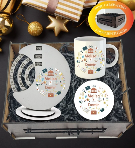 Kişiye Özel Avukat Temalı Döner Takvim Kupa Ve Kupa  Altlığı  Hediye Sepeti ürün görseli 1