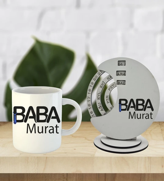 Babalar Günü Özel Kişiselleştirilebilir Ahşap Döner Takvim Ve Kupa ürün görseli 1