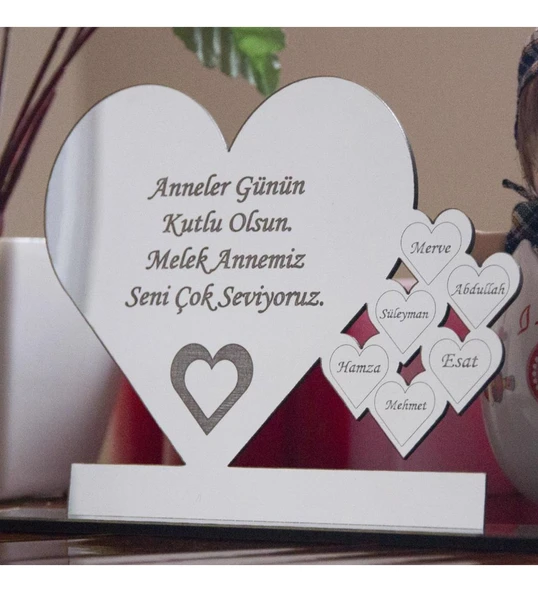 Kişiye ve Annelere Özel Masaüstü Gümüş Pleksi İsimlik ürün görseli 1