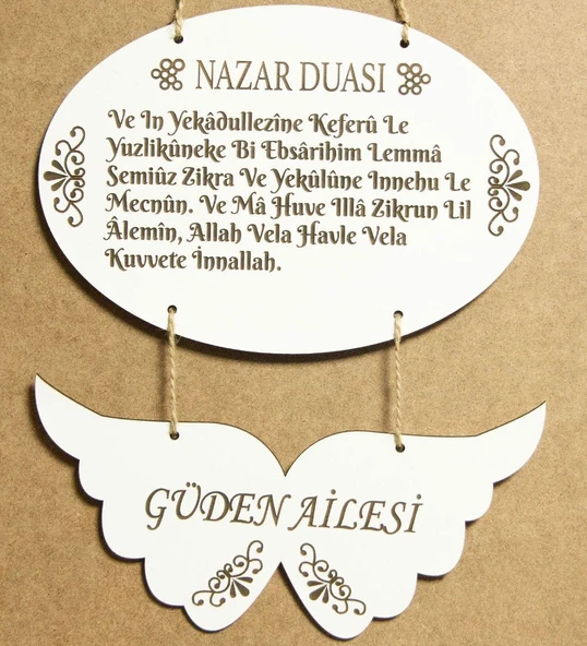 Meşgalem Kelebek Kanatları ve Nazar Duası Temalı Kişiye Özel Kapı Süsü ürün görseli 1