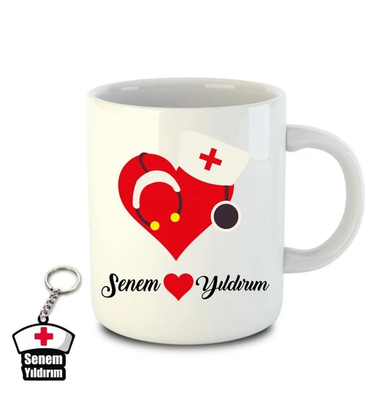 İsme ve Hemşireler Gününe Özel Kupa Bardak ve Anahtarlık - 2 - Resim 2