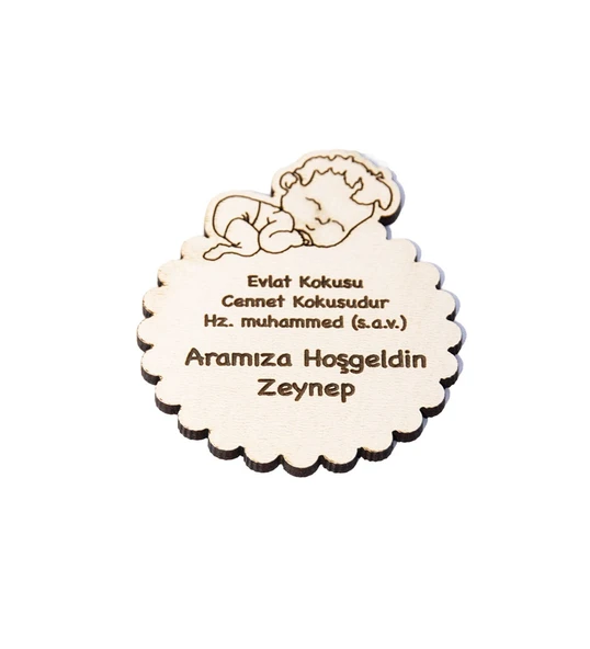 50 Adet Kendin Süsle İsme Özel Uyuyan Bebek Ahşap 50 adet Magnet - Resim 2