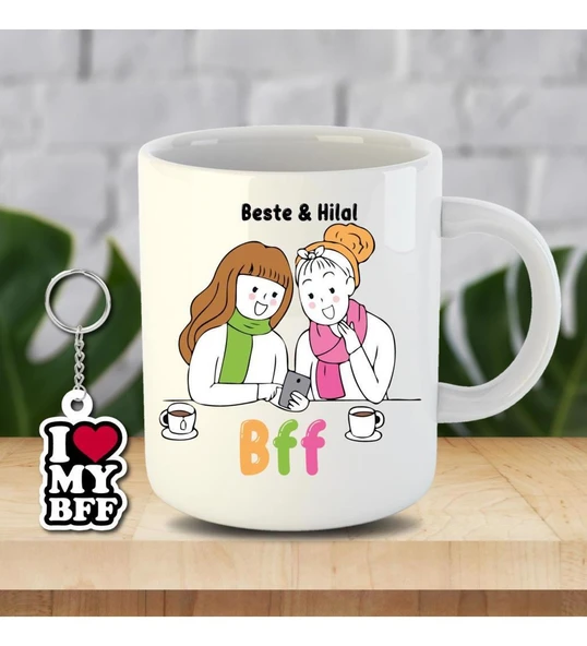 En İyi Arkadaşlara Özel İnci Beyazı Kupa Bardak BFF - 3 ürün görseli