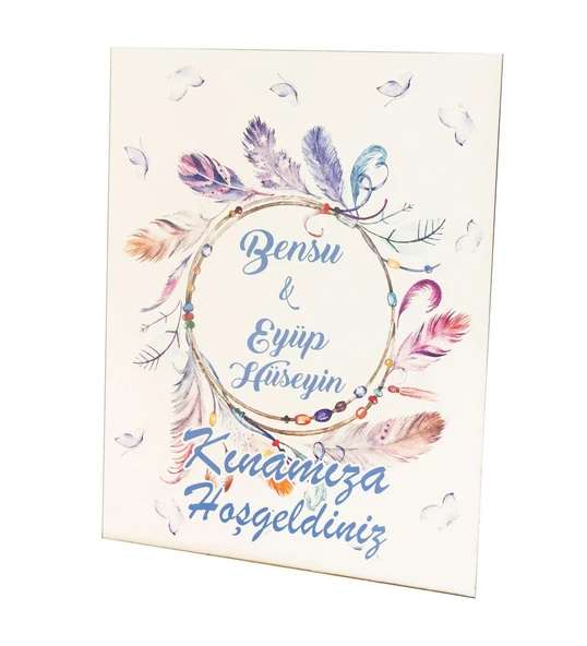 Kişiye Özel Ahşap Tasarım Karşılama Panosu Nişan, Nikah Hatırası 50x30 ürün görseli 1