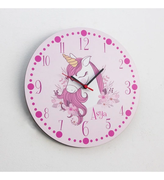Kişiye Özel Unicorn Temalı Duvar Saati ürün görseli 1