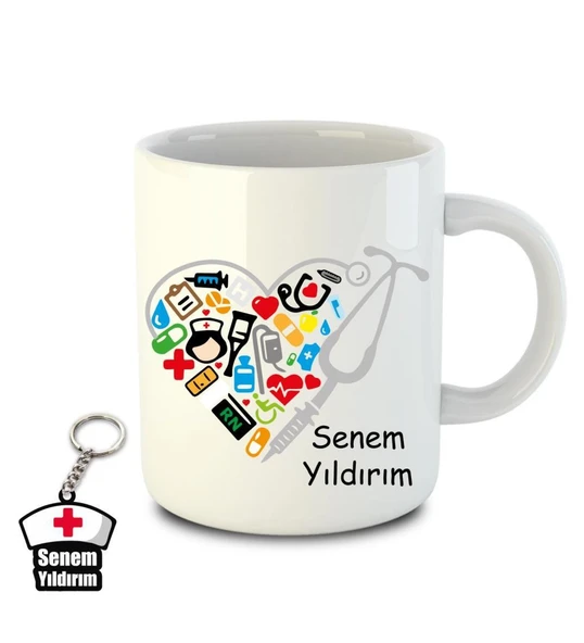 İsme ve Hemşireler Gününe Özel Kupa Bardak ve Anahtarlık - 11 - Resim 2