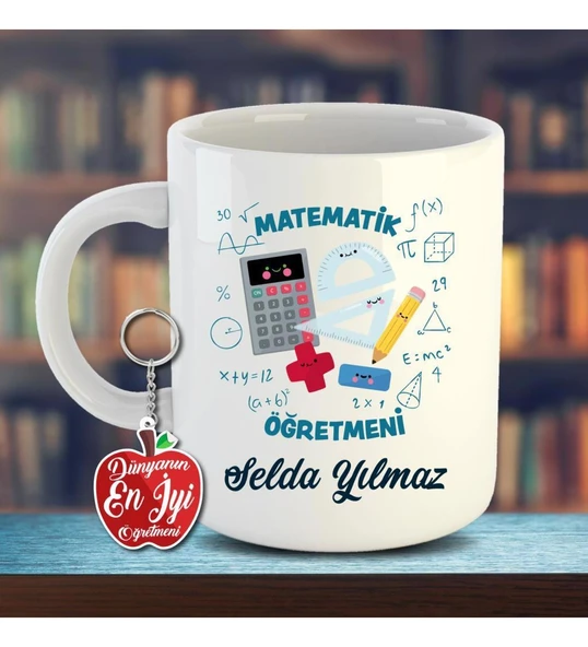 Öğretmenlere Özel İnci Beyazı Kupa Bardak Anahtarlık Hediyeli- 17 ürün görseli