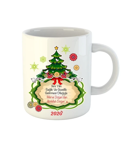 Yılbaşına Özel İnci Beyazı Porselen Kupa ürün görseli