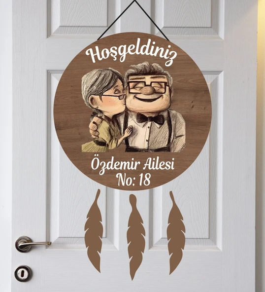 Meşgalem Kişiye Özel Up Ahşap Kapı Süsü ürün görseli 1