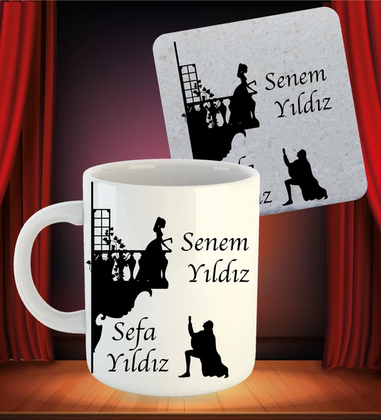 Kişiye Özel Dünya Tiyatro Günü Kupa Bardak ve Ahşap Altlık ürün görseli 1