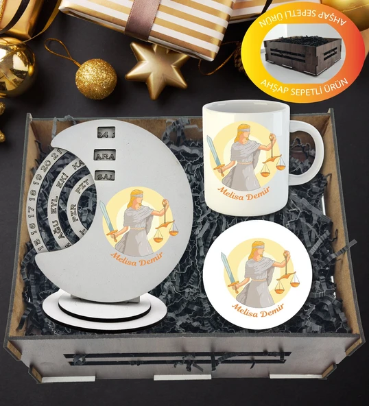 Kişiye Özel Avukat Temalı Döner Takvim Kupa Ve Kupa  Altlığı  Hediye Sepeti ürün görseli 1
