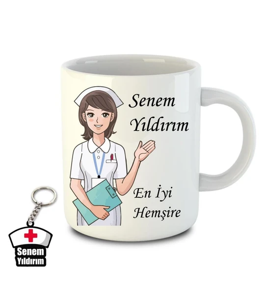 İsme ve Hemşireler Gününe Özel Kupa Bardak ve Anahtarlık - 6 - Resim 2
