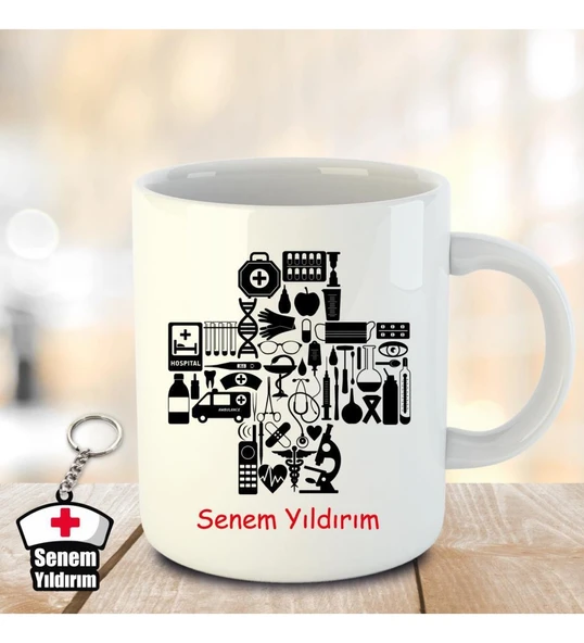 İsme ve Hemşireler Gününe Özel Kupa Bardak ve Anahtarlık - 9 ürün görseli 1