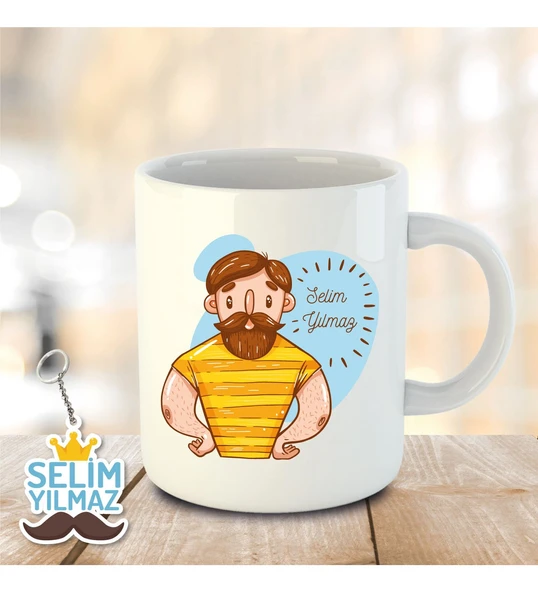 Babalar Gününe Özel İnci Beyazı Kupa Bardak Anahtarlık Hediyeli ürün görseli