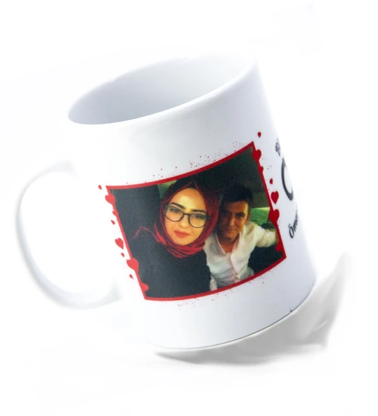 Sevgiliye Özel ve Resimli İnci Beyazı Porselen Kupa Bardak ürün görseli 1