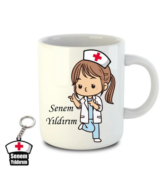 İsme ve Hemşireler Gününe Özel Kupa Bardak ve Anahtarlık - 17 - Resim 2