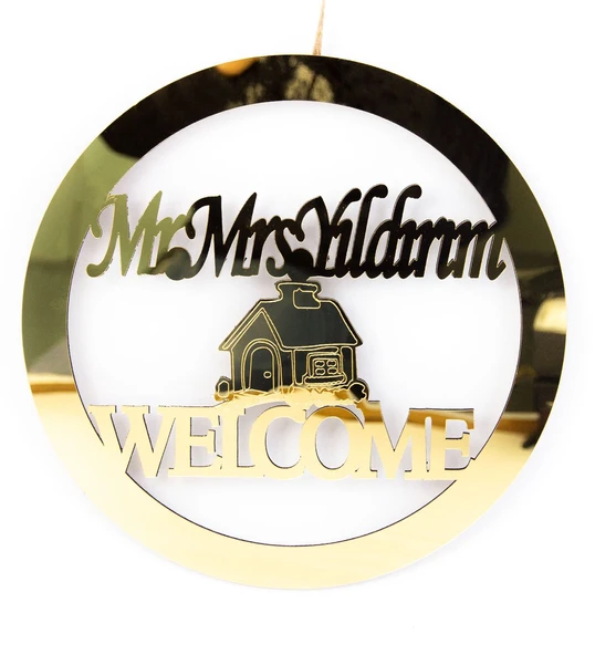 Evimize Hoşgeldiniz Pleksi Dış Kapı Süsü Gold ürün görseli 1