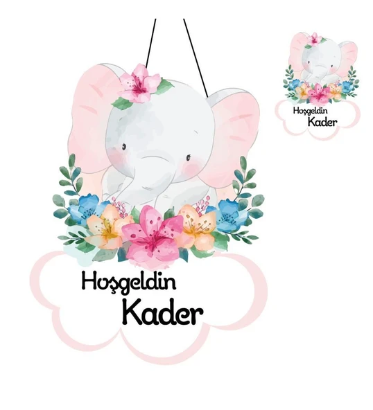 Kişiye Özel Bebek Kapı Süsü Ve 50 Adet Magnet Seti Çiçekli Ayı ürün görseli