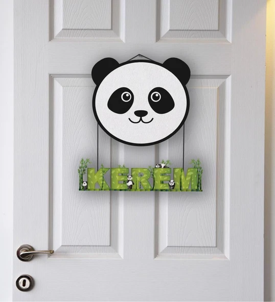 Meşgalem Minik Pandanın Kocaman Kafası Temalı Kişiye Özel Kapı Süsü ürün görseli