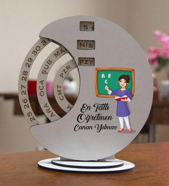Kişiye Özel Öğretmen Temalı Yuvarlak Döner Takvim ürün görseli 1