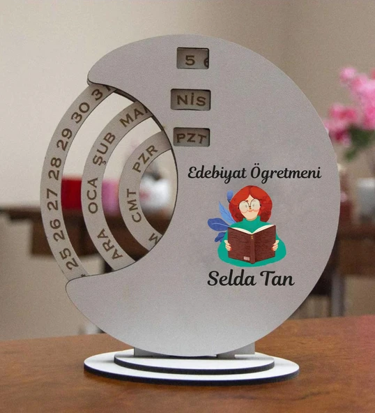 Kişiye Özel Öğretmen Temalı Yuvarlak Döner Takvim ürün görseli 1