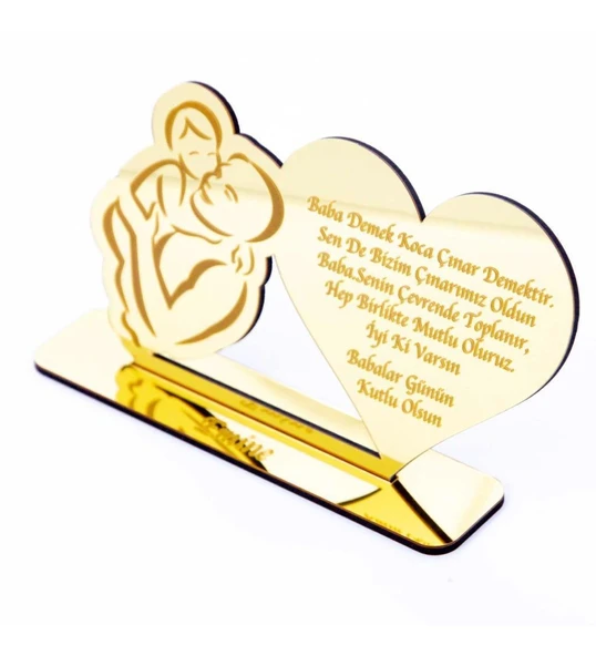 Babalar Günü Hediyesi Masaüstü Gold Pleksi İsimlik - Resim 2