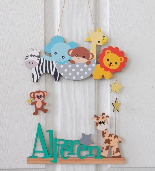 Meşgalem Hayvanat Bahçesi Temalı Kişiye Özel Kapı Süsü ürün görseli