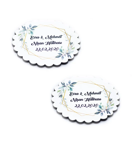 Kişiye Özel Yuvarlak Ahşap Magnet Nikah, Nişan Hatırası - 50 Adet ürün görseli 1