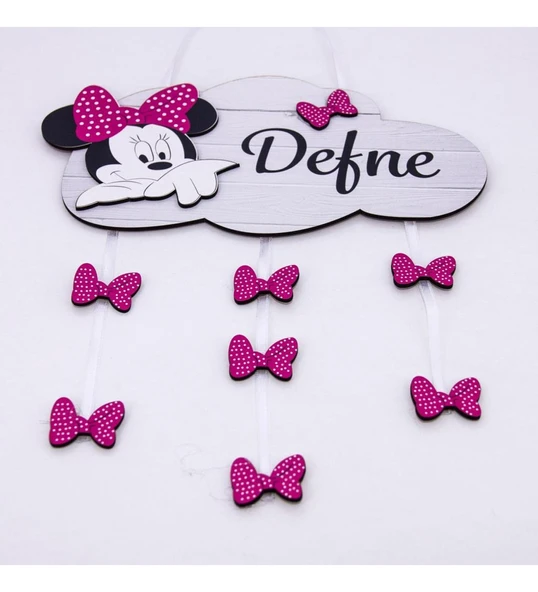 Kişiye Özel Bebek Kapı Süsü Minnie Mouse 3D Pembe ürün görseli