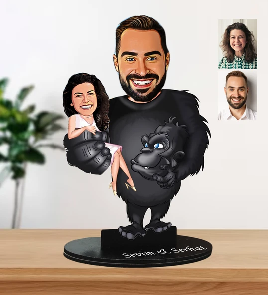 Kişiye Özel Çift King Kong Karikatür Biblo ürün görseli 1