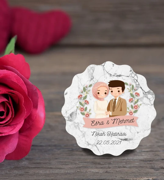 İsme Özel Söz, Kına, Nikah, Nişan, Düğün Hatırası Ahşap Magnet ürün görseli 1
